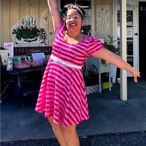 Unique Vintage Barbie Striped Dress XL